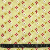 COTON IMPRIMÉ FLEURS EN POINTS SUR FOND JAUNE