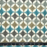 TISSU EXTÉRIEUR FORMES GÉOMETRIQUES BLEU BLANC GRIS TAUPE