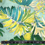 TISSU EXTÉRIEUR FEUILLE DE PALMIER VERT ET BLEU