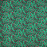 TRICOT DE COTON IMPRIMÉ POINT ROSE SUR FOND VERT
