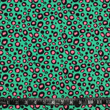 TRICOT DE COTON IMPRIMÉ POINT ROSE SUR FOND VERT