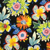 TISSU EXTÉRIEUR FLEURS SUR FOND NOIR