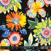TISSU EXTÉRIEUR FLEURS SUR FOND NOIR
