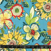 TISSU EXTÉRIEUR FLEURS SUR FOND BLEU