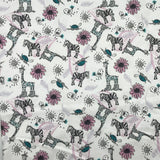 FLANELLETTE IMPRIMÉE ROSÉE ZÈBRES GIRAFFES À BOTTES
