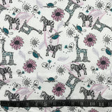 FLANELLETTE IMPRIMÉE ROSÉE ZÈBRES GIRAFFES À BOTTES
