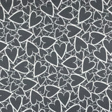 COTON IMPRIMÉ COEURS GRIS