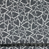 COTON IMPRIMÉ COEURS GRIS