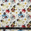 FLANELLETTE IMPRIMÉE ANIMAUX MARINS FOND BLANC