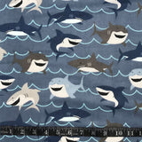 FLANELLETTE IMPRIMÉE REQUINS BLEU ET GRIS