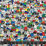 COTON IMPRIMÉ CHIENS AVEC VÊTEMENTS COLORÉS