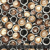 COTON IMPRIMÉ CAFÉS AVEC MOTIFS FOND NOIR