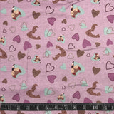 FLANELLETTE IMPRIMÉE RENARDAUX FOND ROSE