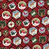 FLANELLETTE IMPRIMÉE BADGES DE FORÊT FOND ROUGE