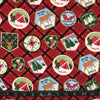 FLANELLETTE IMPRIMÉE BADGES DE FORÊT FOND ROUGE