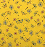 IMPRIMÉ PISSENLITS COLORÉS FOND JAUNE