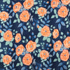TRICOT DE COTON IMPRIMÉ ROSES FOND BLEU