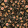 TRICOT POLYESTER IMPRIMÉ FLEURS ROSES FOND NOIR