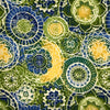 TISSU EXTÉRIEUR FLEUR MANDALA VERT ET BLEU